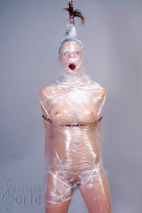 Hung girl in plastic mummy